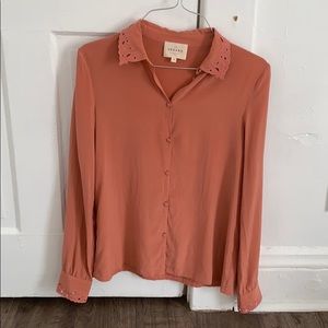 Sezane Roxanne silk blouses coral size 34 US 2